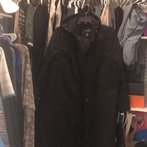 Navy hooded trench coat 2x